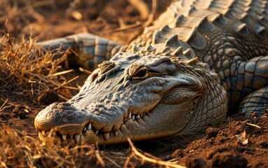 Fototapeta premium shot of a crocodile in repose embodying the patient demeanor of a skilled ambush predator