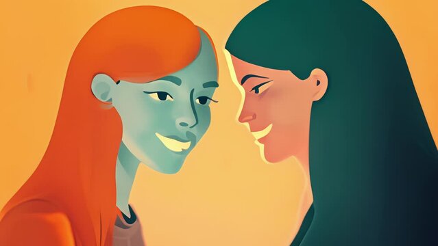 A person wearing a fake smile while talking to another person who has a genuine smile on their face. Psychology art concept. .
