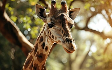 Close up shot of a giraffes distinct spotted