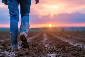 Sunset Walk on the Farm: Muddy Boots on Fertile Soil