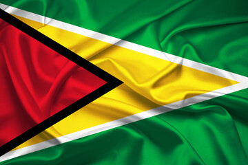 Flag Of Guyana, Guyana flag, National flag of Guyana. fabric flag of Guyana.