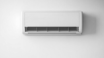 Cooling Made Easy, Maximizing Temperature Efficiency, Air Conditioner on a White Wall, Generative AI