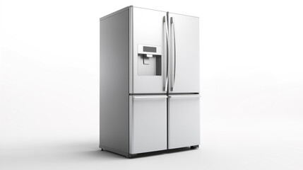 Keep Your Food Fresh, Efficient and Stylish Modern Silver Refrigerator on White Background, Generative AI