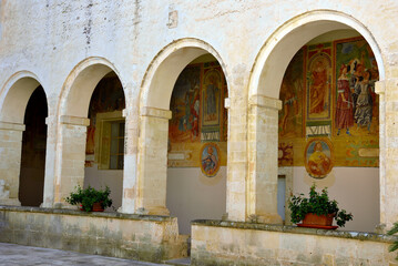Fototapeta na wymiar cloister inside the Basilica of Santa Caterina Galatina Italy