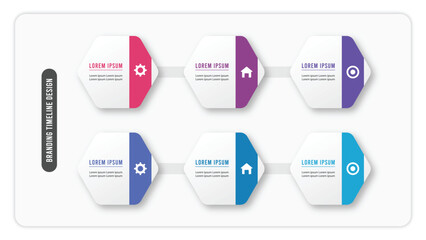 Six process hexagon batch infographics