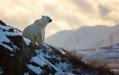 polar bear silhouette against Arctic landscape