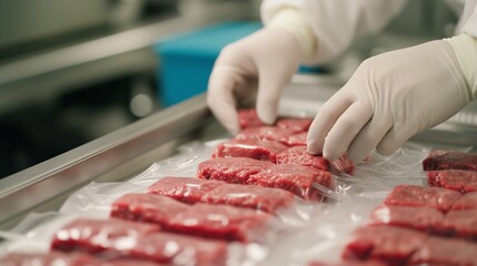 Laboratory-grown artificial meat concept showcasing the future of food with cultured beef, a sustainable and ethical alternative to traditional meat production.