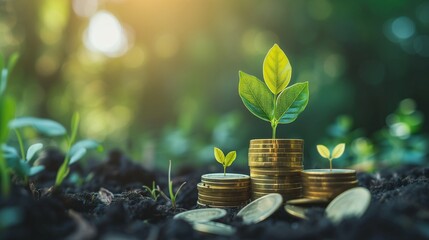 Successful investments in green, sustainable projects, highlighting the growing trend of environmentally conscious investing and ESG (Environmental, Social, and Governance) initiatives - obrazy, fototapety, plakaty