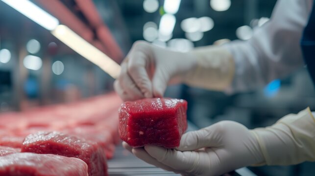 Laboratory-grown artificial meat concept showcasing the future of food with cultured beef, a sustainable and ethical alternative to traditional meat production.