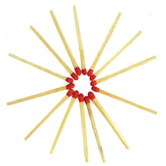 Matchstick in round shape in white background.