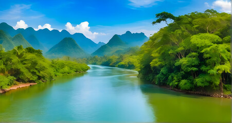 Fototapeta na wymiar Beautiful natural scenery of river in southeast Asia