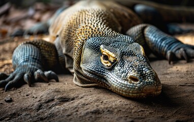 Fototapeta premium Shot of a Komodo dragon at rest