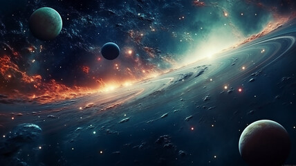 Obraz premium 3D illustration of the solar system and all planets. 5K sci-fi visualization.
