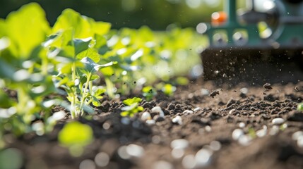 Shot of a handheld seed planter in action - obrazy, fototapety, plakaty