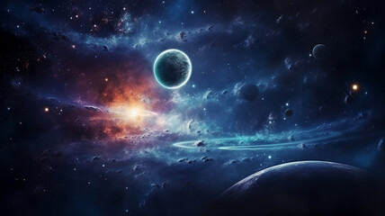 Obraz na płótnie Canvas 3D illustration of the solar system and all planets. 5K sci-fi visualization.