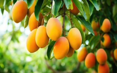 Ripe mangos Adorning the Branches of Trees in an mango Farm