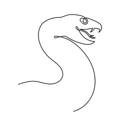 Snake one line art,hand drawn continuous drawing contour,symbol of new year 2025.Poisonous reptile serpent outline,wildlife nature concept.Editable stroke.Isolated.Vector illustration