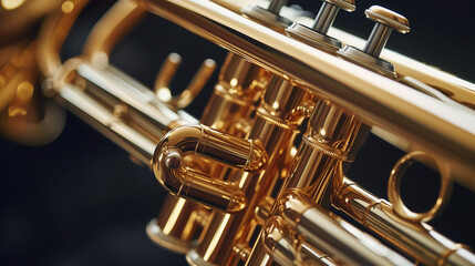 Close up of a trumpet on isolated background. Classical music instrument
