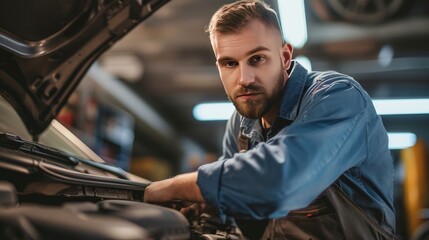 Skilled mechanic expertly repairing vehicle in modern garage