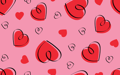 seamless pattern. hearts. a pattern for packaging, textiles, and wrappers. beautiful style . love. A romantic. a red heart. doodle. with a colored background. background.