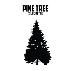 Pine Tree Silhouette vector stock illustration, cedar tree silhoutte vector