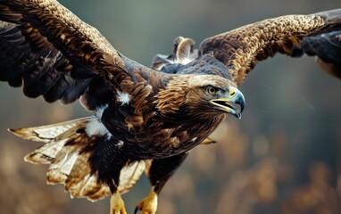 Shot of an eagle in a dive executing a precise and calculated attack - obrazy, fototapety, plakaty