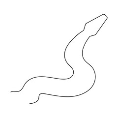 Snake one line art,hand drawn continuous drawing contour,symbol of new year 2025.Poisonous reptile serpent outline,wildlife nature concept.Editable stroke.Isolated.Vector illustration