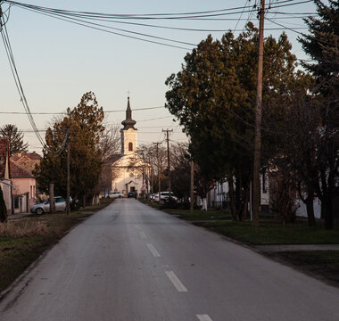 Choka, Serbia - January 2024: View on a Serbian Orthodox Church in Coka town. The church was built in 1870 years. 