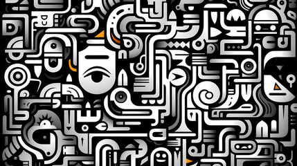 Funny doodle seamless pattern, artistic background
