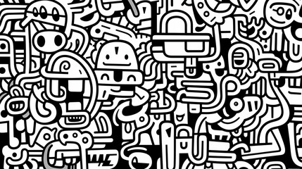 Funny doodle seamless pattern, artistic background