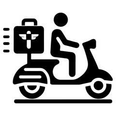 Delivery scooter icon, clipart, vector silhouette, flat style, black color silhouette