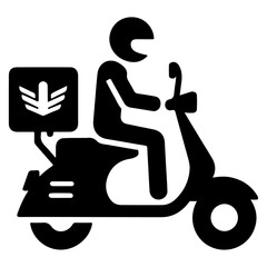 Delivery scooter icon, clipart, vector silhouette, flat style, black color silhouette