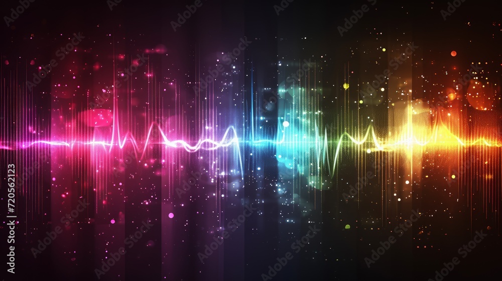 Poster colored background of abstract sound wave. abstract flowing wavy, smoke lines. vibrant colorful digi