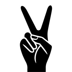 minimal Female Victory Hand Gesture Vector silhouette, black color silhouette