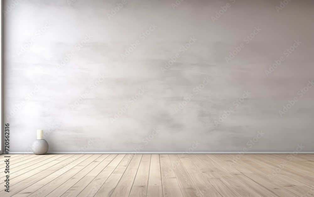 Wall mural light gray empty wall with wooden floor and glare of sun from window.