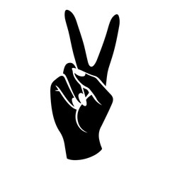 minimal Female Victory Hand Gesture Vector silhouette, black color silhouette