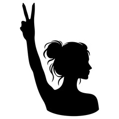 minimal Female Victory Hand Gesture Vector silhouette, black color silhouette