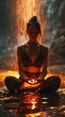 Glowing Zen Woman in Meditation