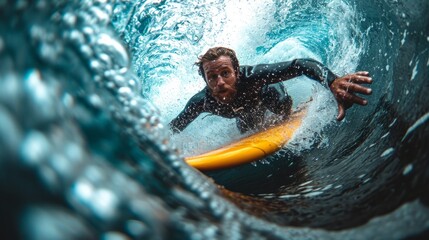 An exhilarating and dynamic image of a surfer showcasing their skill and agility as they conquer the waves with complex and agile tricks, demonstrating the athlete's mastery of wave riding.