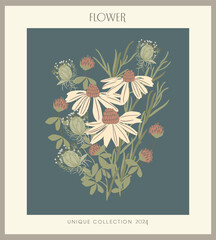 Flower poster in vintage style	
