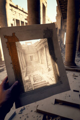 Ancient ruins  with a map