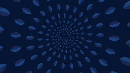 Abstract spiral dotted vortex urgency creative dark blue background.