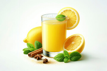 lemon fruit juice isolated on solid white background. ai generative