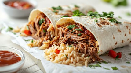 BBQ Pulled Pork Burrito against a barbecue festival backdrop