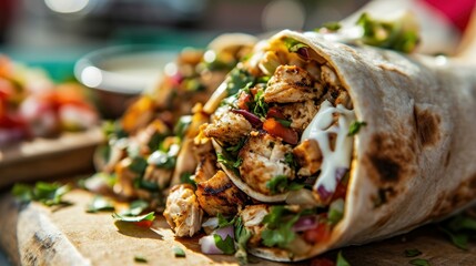 Grilled Chicken Burrito against a modern food truck setting