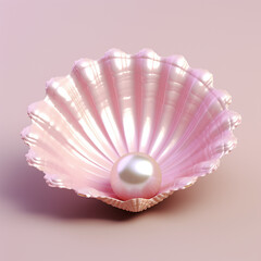 pink sea shell with pearl made with generative AI