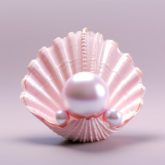 pink sea shell with pearl made with generative AI