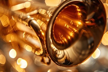 Jazz Revival Golden light highlights the intricate details of a trumpet in close-up