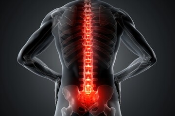 Medical illustration of sciatic nerve pain in the human body with a red glow