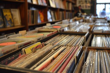 Vintage Vinyl Records in Store Jazz Revival